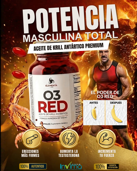 O3 RED® Aceite de Kril Antártico | Vuelve a Sentirte Fuerte y con Deseo