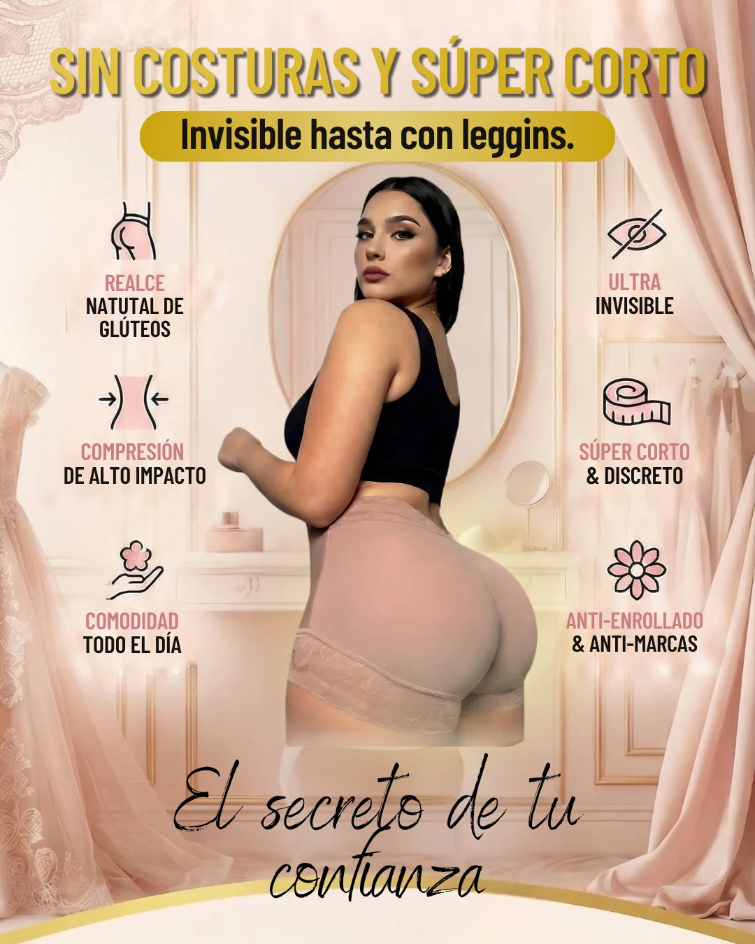 Boxer Faja ULTRA-Invisible™️ | Súper corto | Realce Interno..