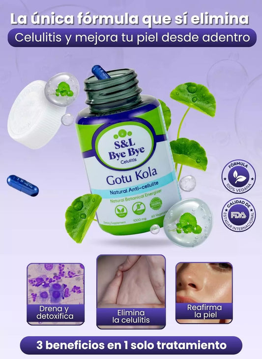 BYE BYE CELULITIS™️ – Suplemento americano 100% natural a base de gotu kola + carnita